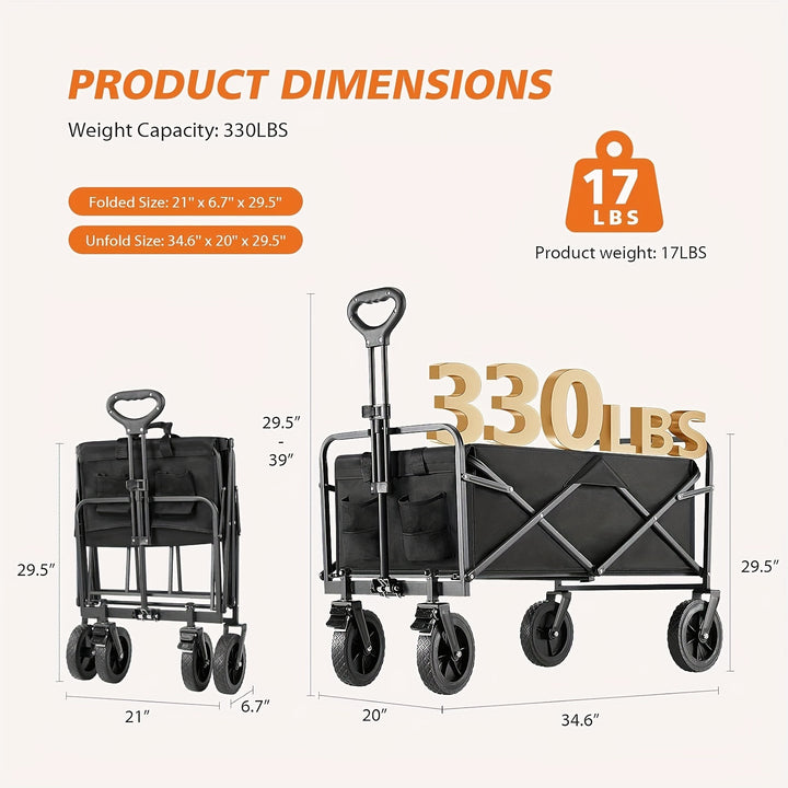 Heavy-Duty Collapsible Wagon Cart - 220LBS Load Capacity